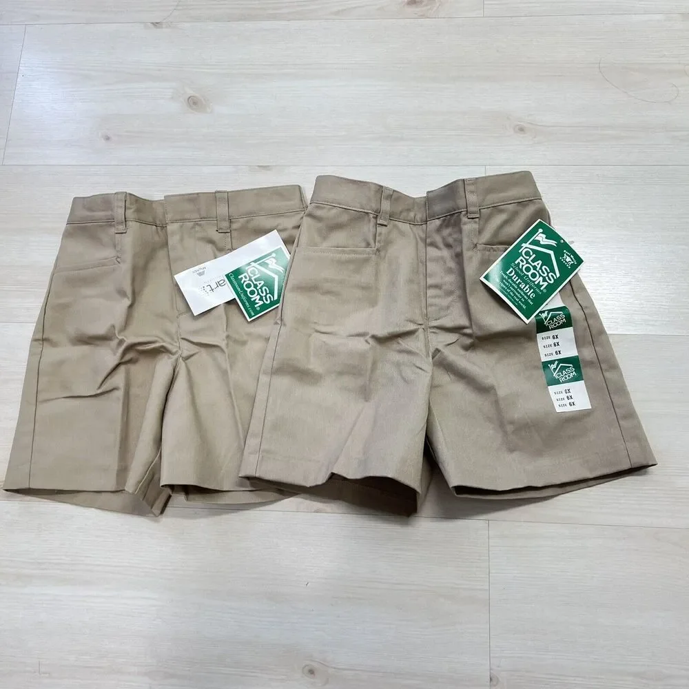 Lot Of 2 Classroom Uniforms Girls Bermuda Shorts Size 6X Khaki NEW